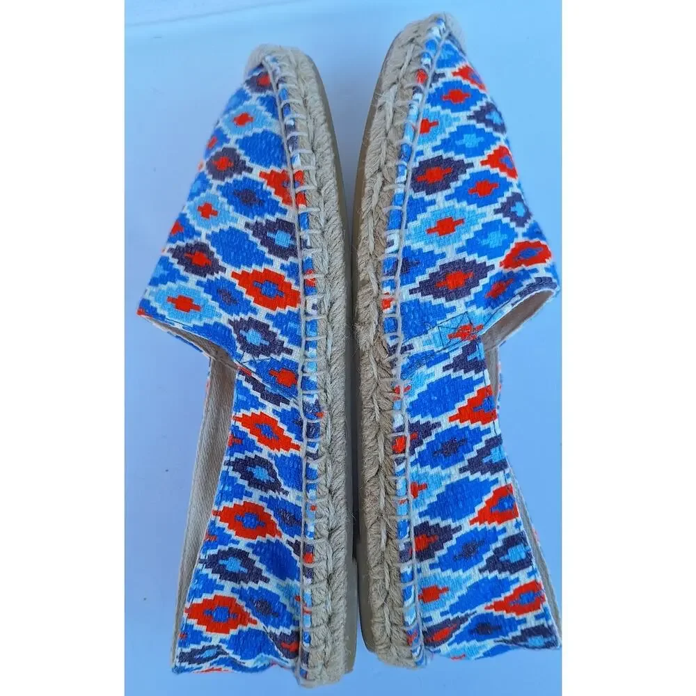 J. Crew made in Spain Cotton Canvas Flat Espadrilles Comfort Beach Shoes Blue 8